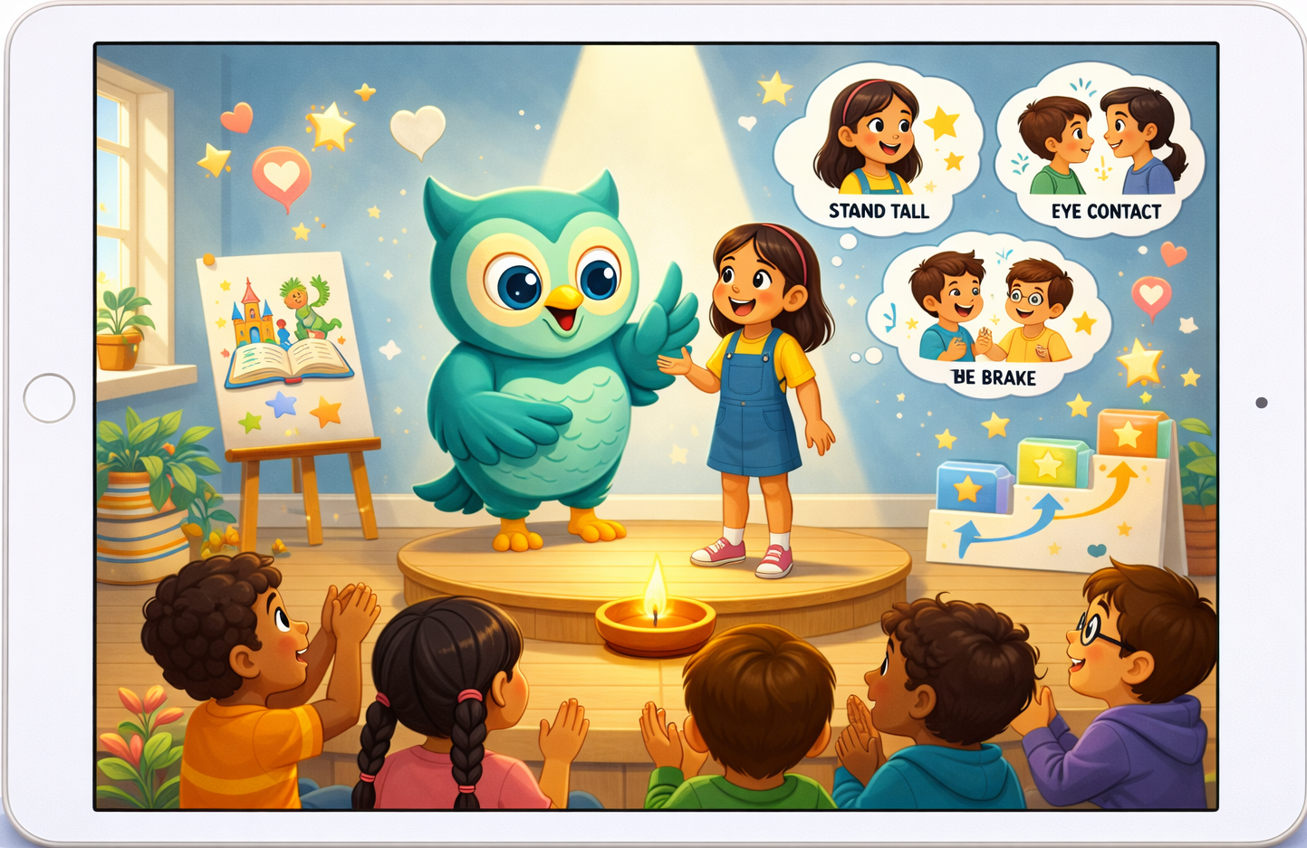 Public speaking with evolved owl